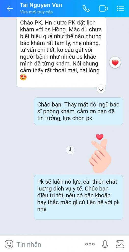 PHẢN HỒI CỦA BỆNH NHÂN SAU KHI ĐIỀU TRỊ TẠI PHÒNG KHÁM ĐA KHOA 52 NGUYỄN TRÃI