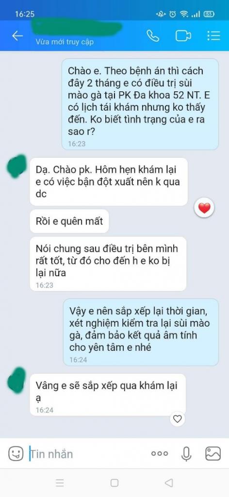 PHẢN HỒI CỦA BỆNH NHÂN SAU KHI ĐIỀU TRỊ TẠI PHÒNG KHÁM ĐA KHOA 52 NGUYỄN TRÃI