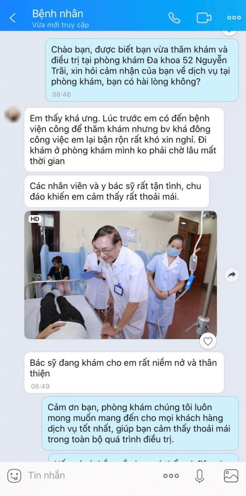 PHẢN HỒI CỦA BỆNH NHÂN SAU KHI ĐIỀU TRỊ TẠI PHÒNG KHÁM ĐA KHOA 52 NGUYỄN TRÃI
