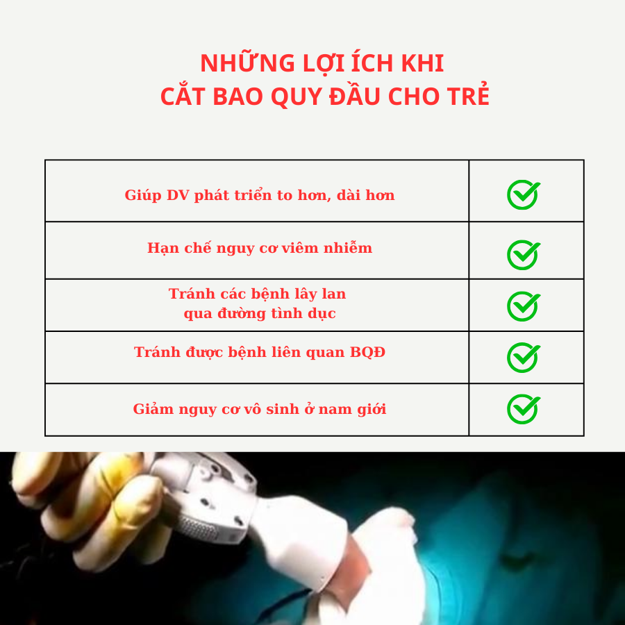 Những lợi ích khi cắt bao quy đầu cho trẻ